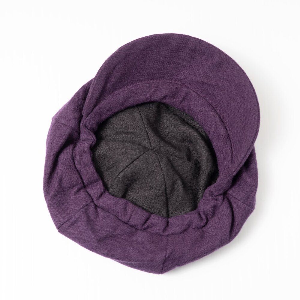 Handmade Upcycled Purple Wool Newsboy Baker Boy Paperboy Hat - Picture 5 of 5